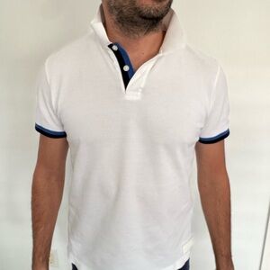 Hugo Boss White Polo with Blue Accents